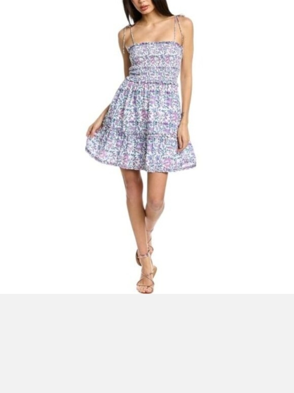 CELINA MOON Pink & Blue Floral Smocked Skater Skirt